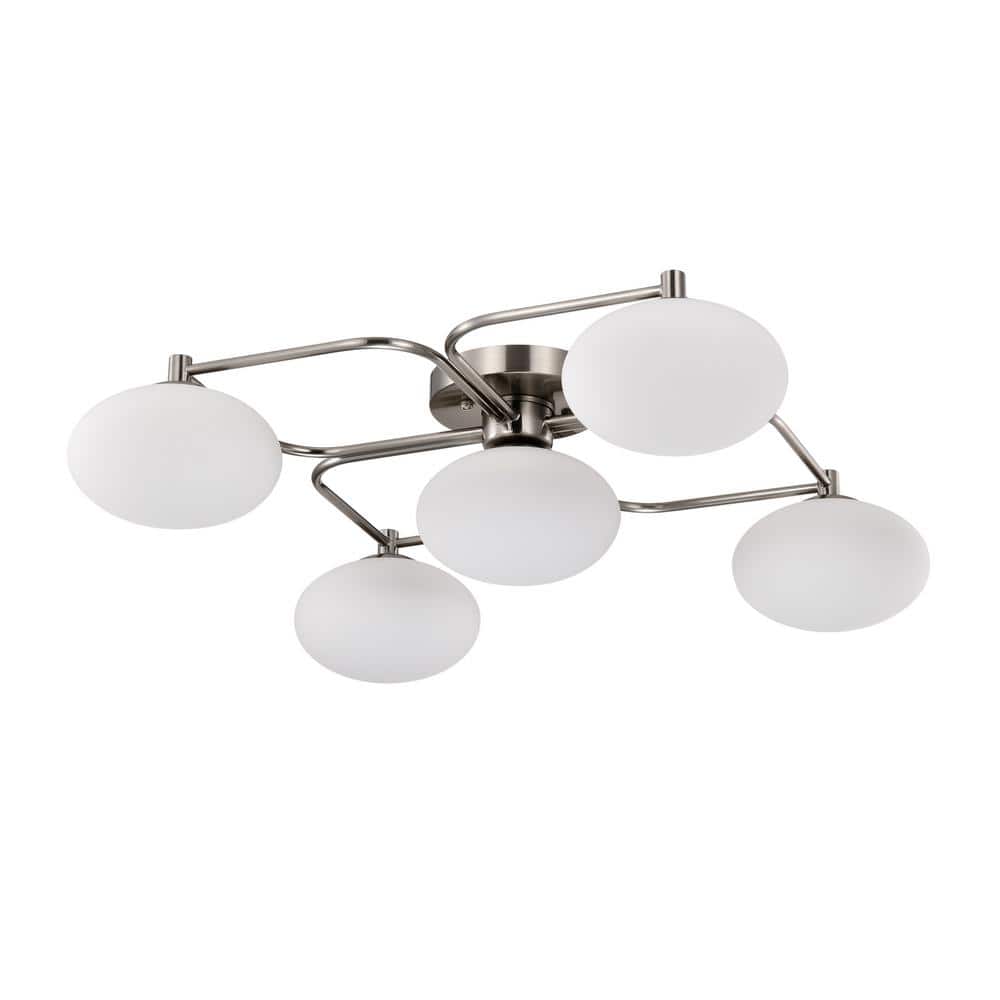 Camris 23.6 in. 5-Light Indoor Nickel Finish Flush Mount Chandelier price history on PriceWatchPro