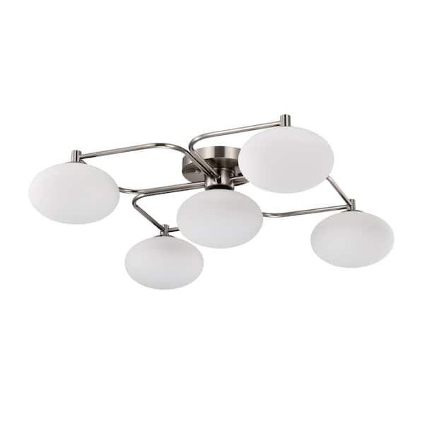 Camris 23.6 in. 5-Light Indoor Nickel Finish Flush Mount Chandelier
