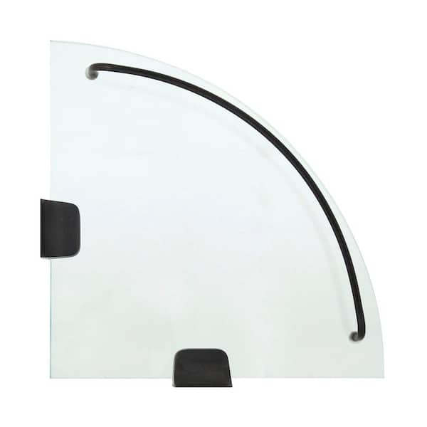 9.5 in. x 9.5 in. Glass Corner Shelf with Pre-Installed Rails in Rubbed Bronze