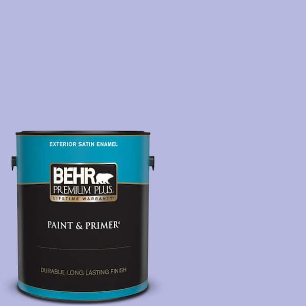 BEHR PREMIUM PLUS 1 gal. #P550-3 Lavender Cloud Satin Enamel Exterior Paint & Primer