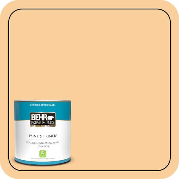 BEHR PREMIUM PLUS 1 qt. #310C-3 Warm Cocoon Satin Enamel Low Odor Interior Paint & Primer