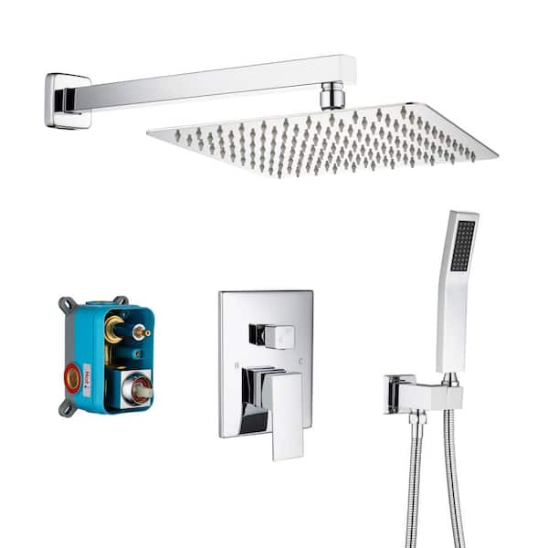 Lukvuzo 1-Spray 10 in. Dual Shower Head Wall Mount Fixed and Handheld Shower Head Flow Rate 1.46 GPM in Chrome Finish
