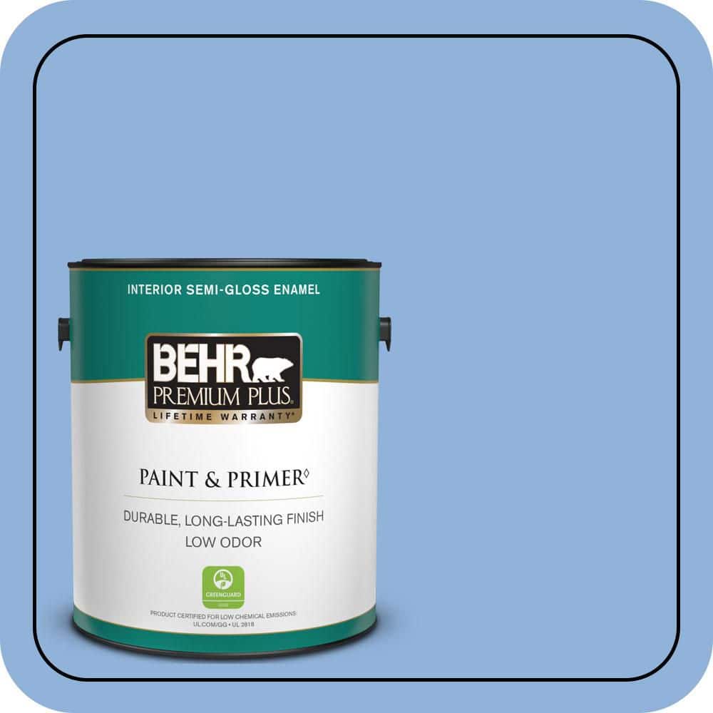 1 gal. #580B-5 Cornflower Blue Semi-Gloss Enamel Low Odor Interior Paint & Primer product image for price tracking