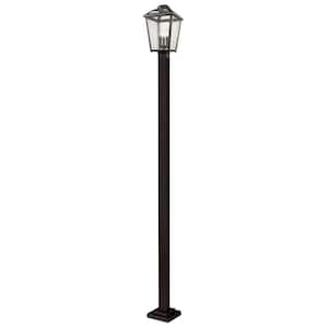 Bayland 114 in. 3 Light Rubbed Bronze Aluminum Hardwired Outdoor Weather Resistant Post Light Set with No Bulb Included