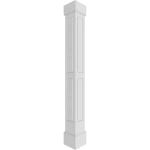 11-5/8 in. x 10 ft. Premium Square Non-Tapered Double Raised Panel PVC Column Wrap Kit Mission Capital and Base