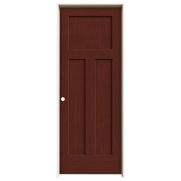 JELD-WEN 30 in. x 80 in. Craftsman Black Cherry Stain Right-Hand Solid Core Molded Composite MDF Single Prehung Interior Door