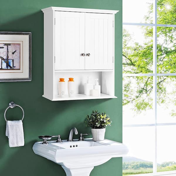 23.5 in. W x 28 in. H x 7.5 in. D Bathroom Storage Wall Cabinet in White