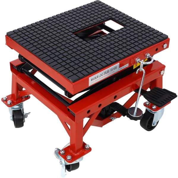 WRIGHTMASTER 300 lbs. Capacity Motorcycle Scissor Jack in Red with
