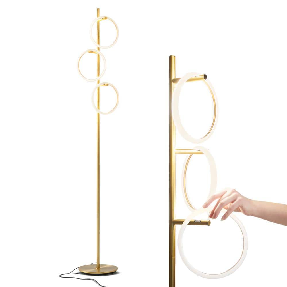 Saturn Antique Brass 66" Kids' 3-Way Dimming LED Floor Lamp