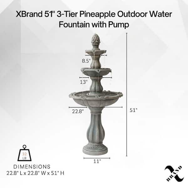 XBRAND 51 in. H Fiber Resin Grey 3-Tier Freestanding Waterfall