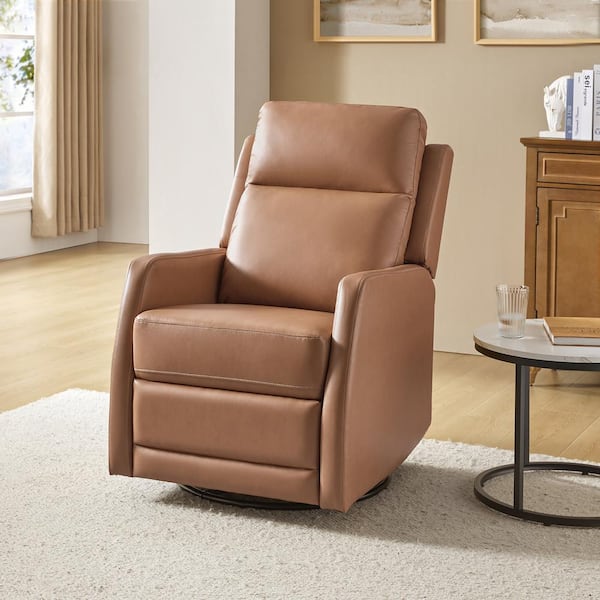 JAYDEN CREATION Coral Classic Camel Faux Leather Swivel Recliner
