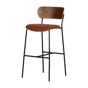 Hype 29.25 in. Burnt Orange and Brown high back wood Bar Stool Counter Stool 17 in. (Set of 2)