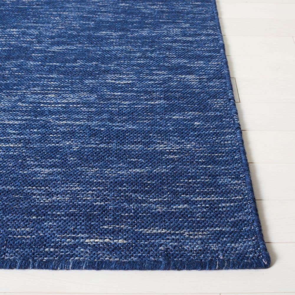 Handmade Navy Blue Wool Flat Woven 3' x 5' Area Rug