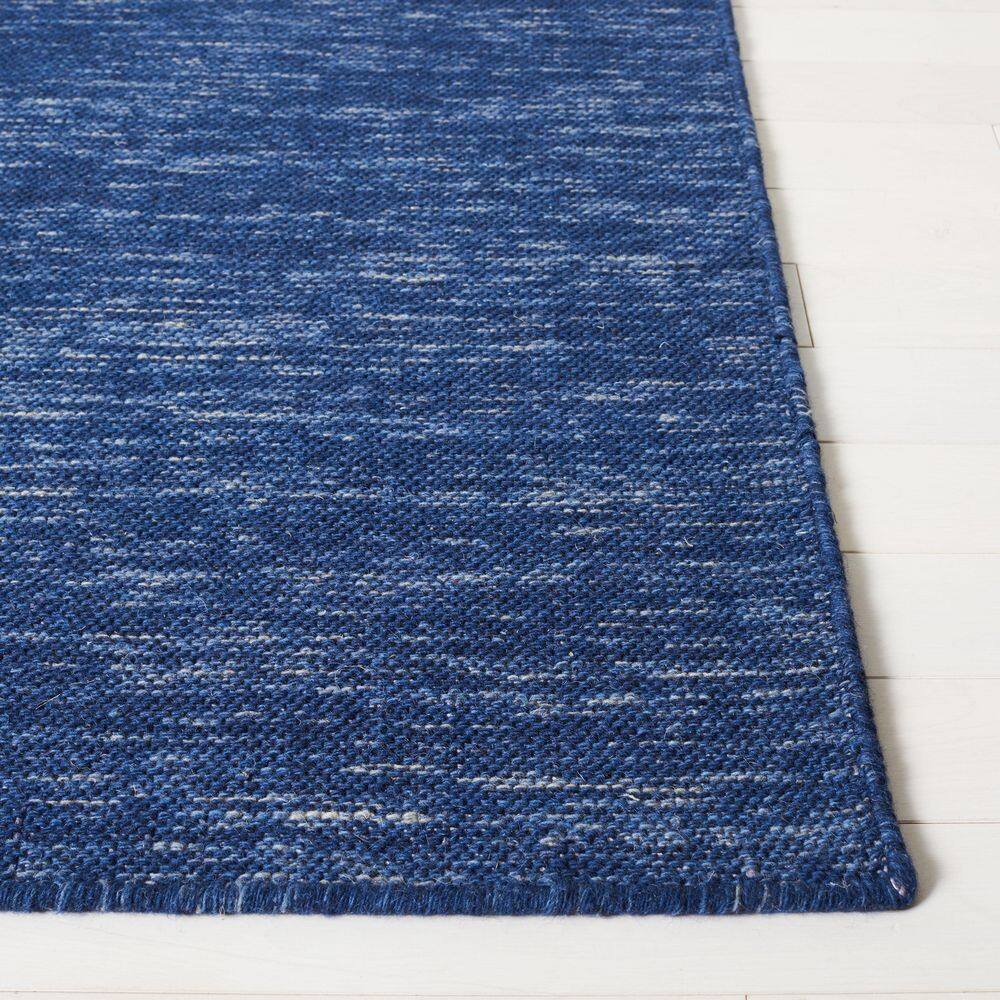 Navy Blue 5'x8' Handmade Wool and Cotton Area Rug
