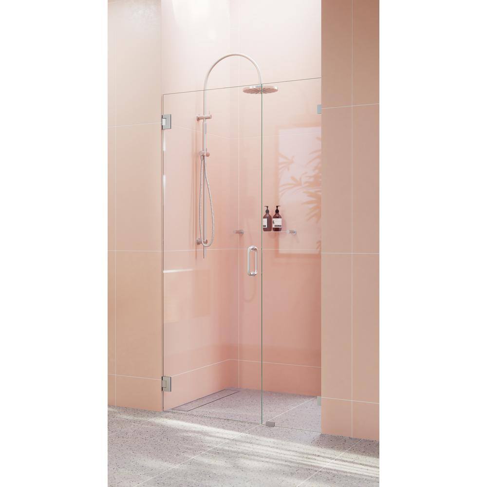 Illume 40.75" x 78" Frameless Glass Shower Door with Brushed Nickel Hardware