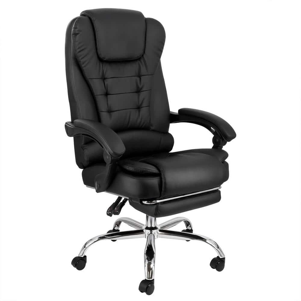 Elama High Back Adjustable Faux Leather Office Chair in Black with ...