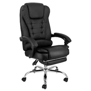 High Back Adjustable Faux Leather Office Chair in Black with Adjustable Footrest