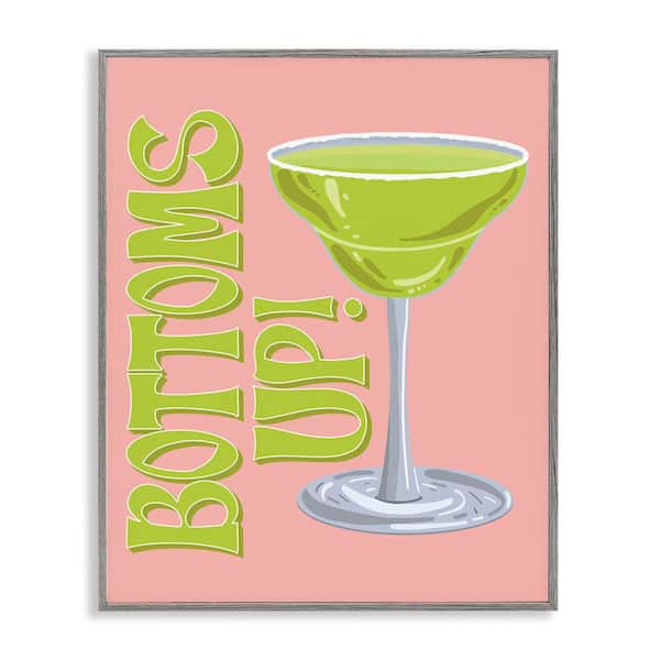 Stupell Industries Bottoms Up Cocktail by Hey Bre Creative Studio Gray Framed Food Giclee Art Print 20 in. x 16 in.