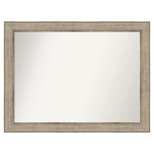 Amanti Art Trellis Silver 46 in. x 35 in. Custom Non-Beveled Wood Framed Bathroom Vanity Wall Mirror
