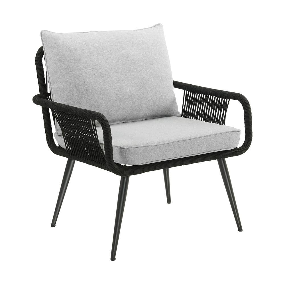 Andover Light Gray Rope Frame Outdoor Dining Chairs with Cushions, Set of Two