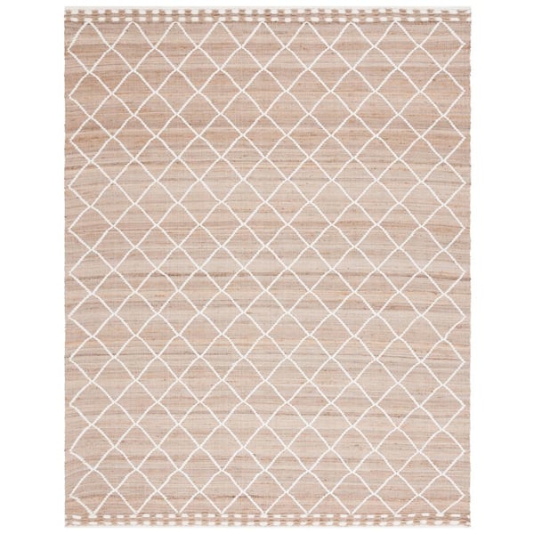 SAFAVIEH Natural Fiber Beige/Ivory 8 ft. x 10 ft. Diamond Border Area Rug