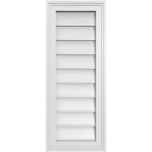 Ekena Millwork 12" x 30" Vertical Surface Mount PVC Gable Vent: Non-Functional with Brickmould Frame
