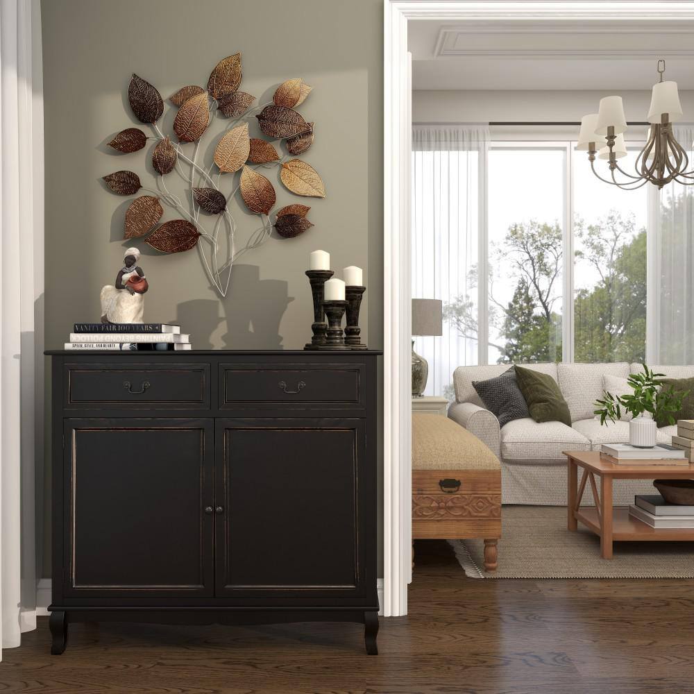 Bronze and Silver Metal Leaf Wall Sculpture