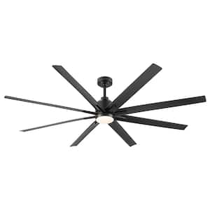 72 in. Integrated LED Indoor Black Lighting Ceiling Fan with 8 Black Blades