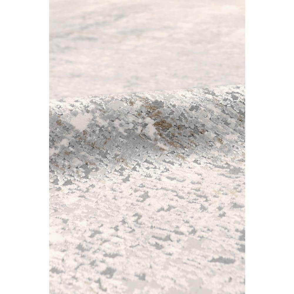Stella Light Gray Abstract Rectangular 8' x 10' Viscose Area Rug