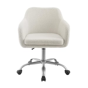 Barnes Cream Sherpa Upholstered 17 in. - 21 in. Adjustable Height Office Chair