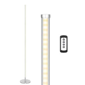 57.5 in. Silver Standard Minimalist 1-Light Smart Dimmable Swing Arm Floor Lamp for Living Room with Remote