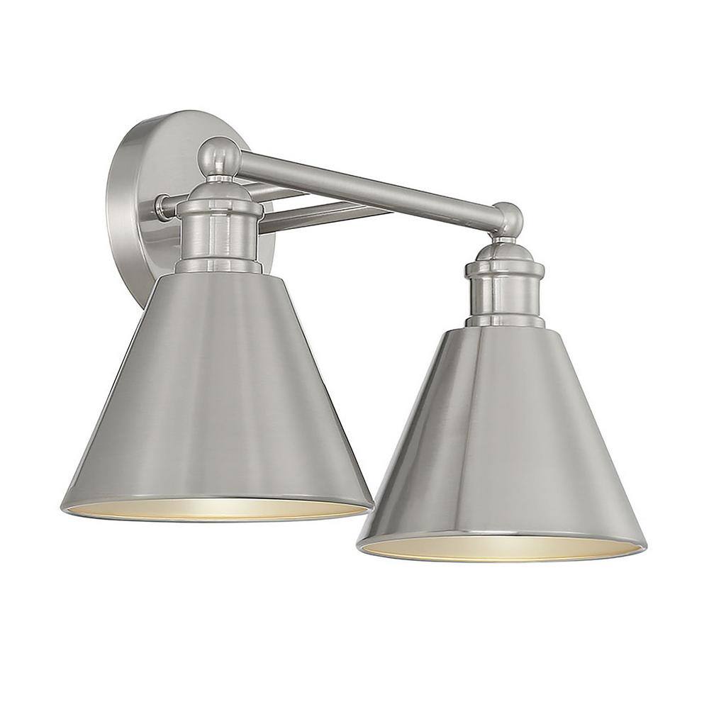 Brushed Nickel 2-Light Modern Farmhouse Vanity Light