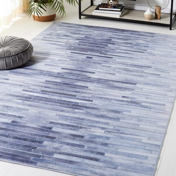 Faux Hide Light Gray/Gray 6 ft. x 9 ft. Machine Washable Distressed Floral Area Rug