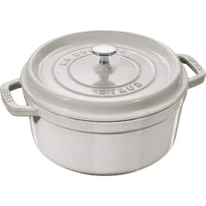 Cast Iron 7 qt. Round Cast Iron Dutch Oven in White Truffle with Lid