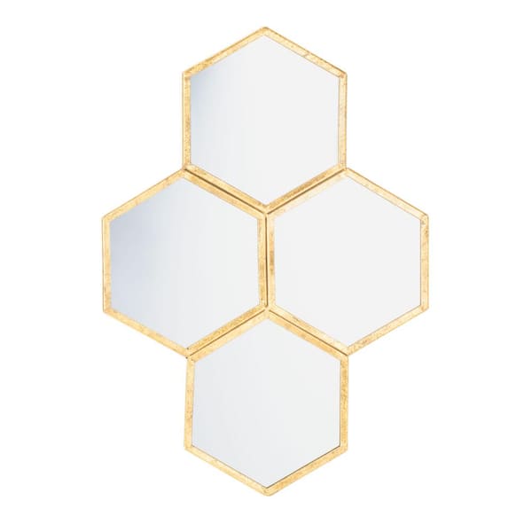 SAFAVIEH Galen 16.5 in. X 24.5 in. Gold Foil Framed Mirror
