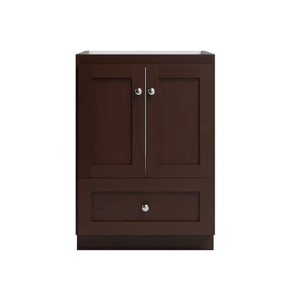Shaker 24 in. W x 21 in. D x 34.5 in. H Bath Vanity Cabinet without Top in Dark Alder