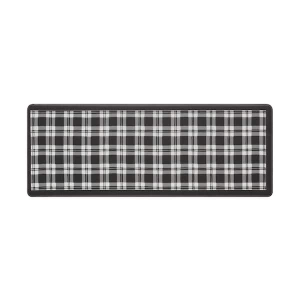 Laura Ashley Black Plaid 17.5 in. x 48 in. Anti-Fatigue Wellness Mat