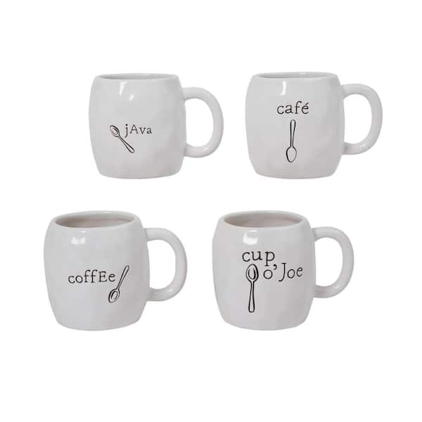 Gerson 4-Piece White Dimpled Dolomite Mugs