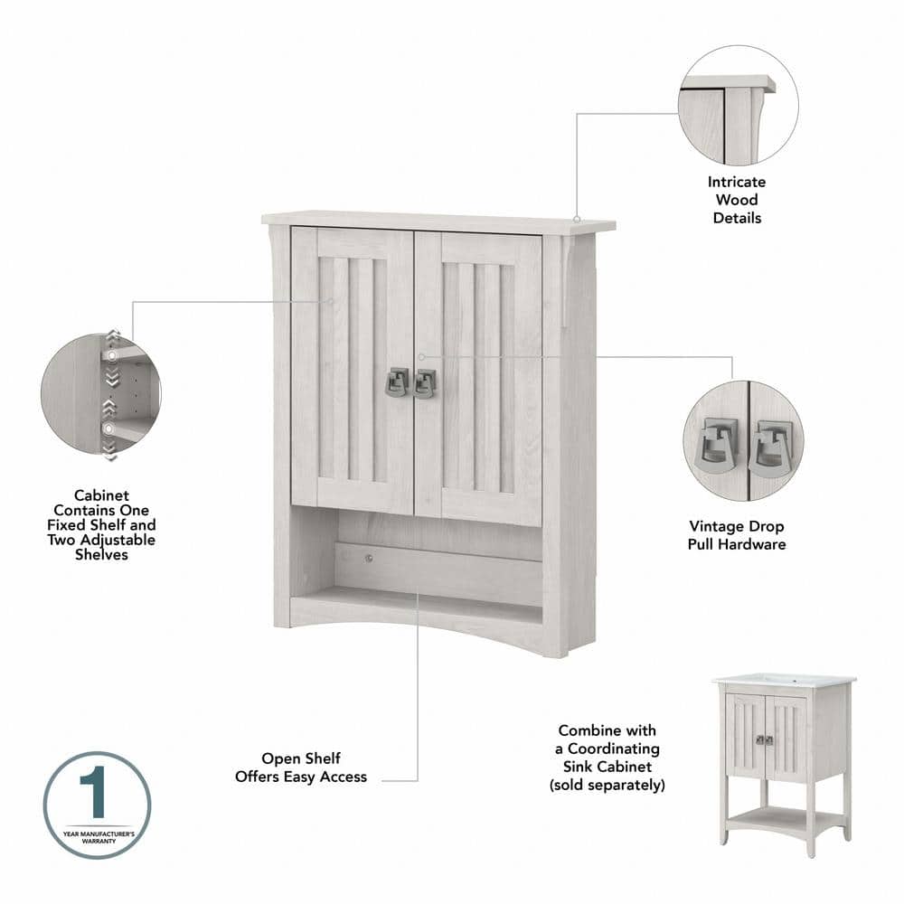 Linen White Oak Wall-Mounted Bathroom Storage Cabinet
