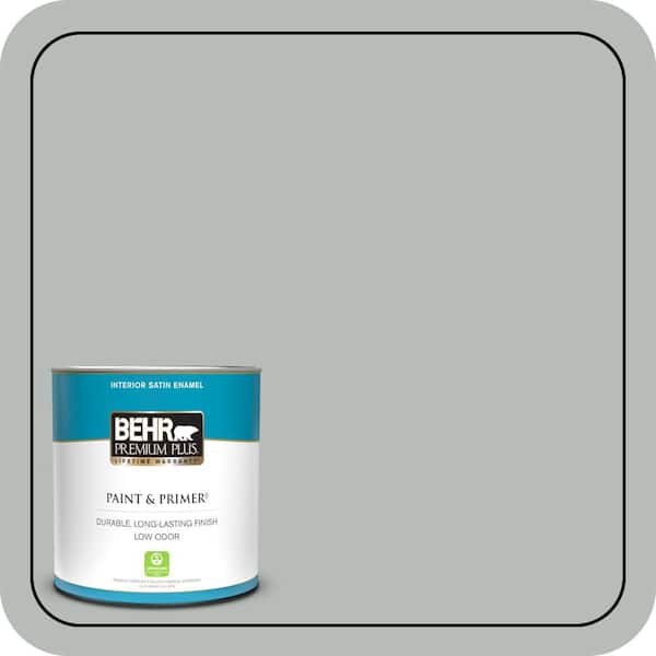 BEHR PREMIUM PLUS 1 qt. #T18-19 Quiet Time Satin Enamel Low Odor Interior Paint & Primer