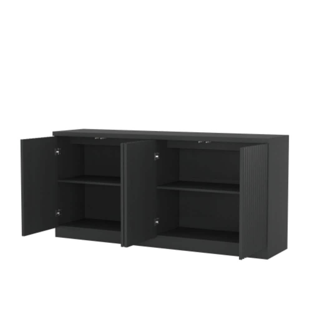 62.6 in. W x 15.6 in. D x 29.5 in. H Bathroom Black Linen Cabinet with Soft Close Hinges