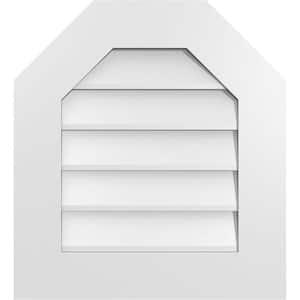 20 in. x 22 in. Octagonal Top Surface Mount PVC Gable Vent: Decorative with Standard Frame