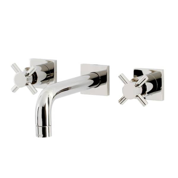 Kingston Brass Concord 2-Handle Wall-Mount Bathroom Faucets in Polished Nickel