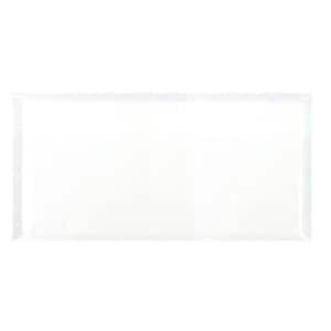 Frosted Elegance Beveled White 8 in. x 16 in. Glass Large Format Subway Wall Tile (16 sq. ft./Case)