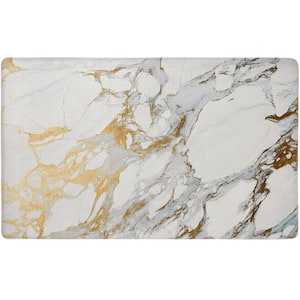 Cozy Living Modern Marble Gold 17.5 in. x 30 in. Anti Fatigue Kitchen Mat