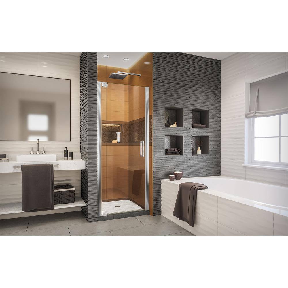 Elegance-LS Chrome Frameless Pivot Shower Door with Clear Glass