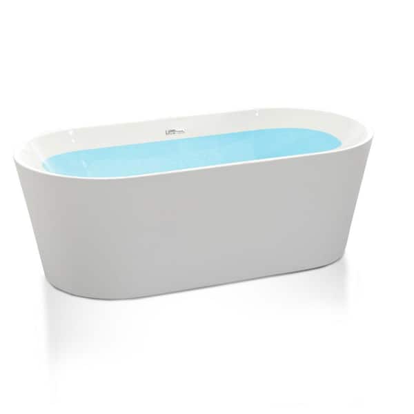 ANZZI Chand 67 in L x 32 in W Acrylic Flatbottom Non-Whirlpool Bathtub in White