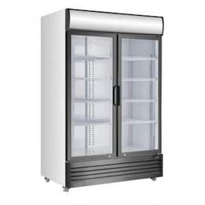 53 in. W 33.6 cu. ft. Commercial Refrigerator Merchandiser with 2-Swing Glass Door in White