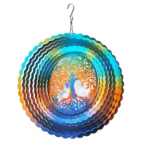 Unbranded Stainless Steel Wind Spinner Garden Decoration Crafts Ornaments Multi-Color Life Tree Wind Spinners