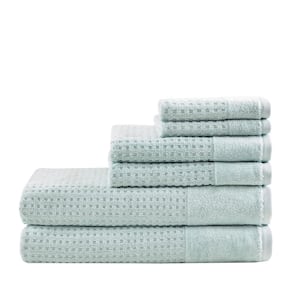 Spa Waffle 6-Piece Aqua Cotton Jacquard Antimicrobial Towels Set